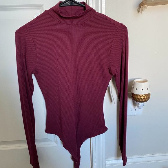 Garage Tops - Maroon Open-Back Bodysuit